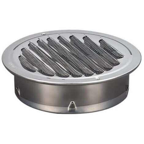 Grille de Ventilation Ronde en Acier Inoxydable 100mm - Diamètre 145mm, Hauteur 45mm avec Toit Anti-Pluie et Moustiquaire Intégrée