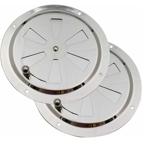 Grille d'aération ronde en acier inoxydable V2A, raccord Ø100mm, avec  lamelles fixes et moustiquaire - Banyo