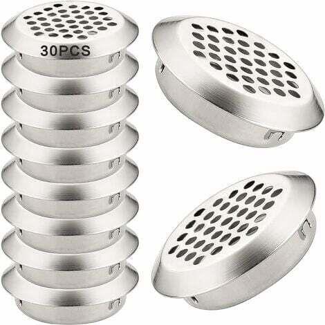 Grille de Ventilation Ronde Inox 30 Pcs Grille d'évacuation d'air 35mm Grille Aeration Grille Ventilation Inoxydable pour Cuisine Meubles Bouche