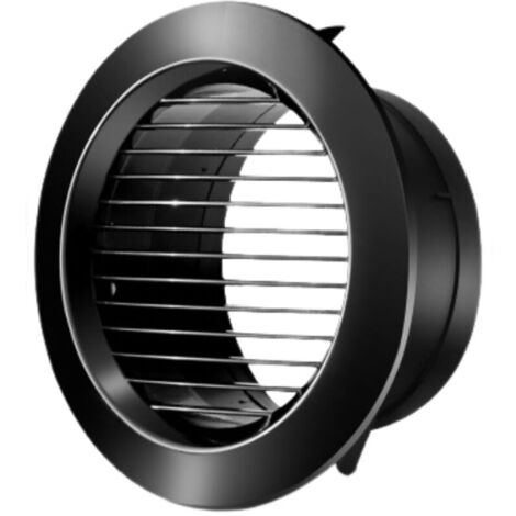 Grille de ventilation ronde, version à persiennes droites, pour cuisines, salles de bains, pour ouvertures de 125 mm de diamètre, noire