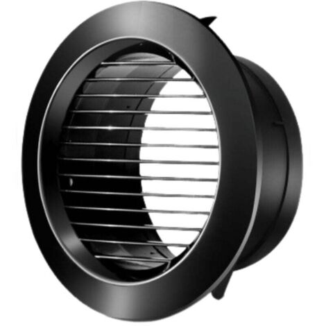 Grille de ventilation ronde, version à persiennes droites, pour cuisines, salles de bains, pour ouvertures de 200 mm de diamètre, noire