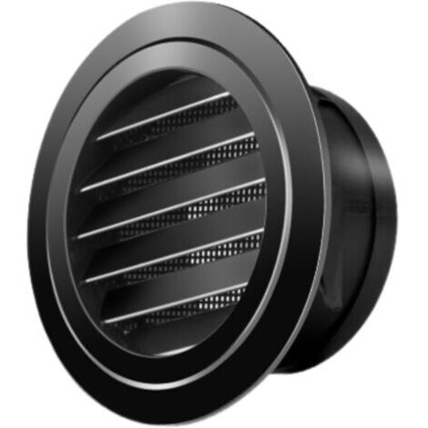 Grille de ventilation ronde, version à persiennes inclinées, pour cuisines, salles de bains, pour ouvertures de 200 mm de diamètre, noire