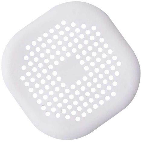 Grille d'Évacuation de Sol en TPR avec Coussins Anti-Slip pour Drain de Douche et Cuisine - Blanc