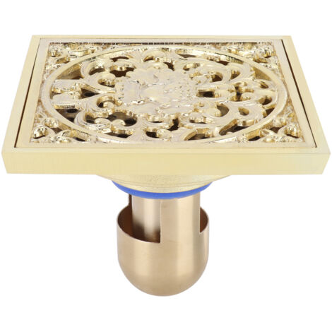 Grille d'Évacuation Or Cuivré 10x10cm Anti-Odeurs pour Salle de Bain Cuisine Hôtel