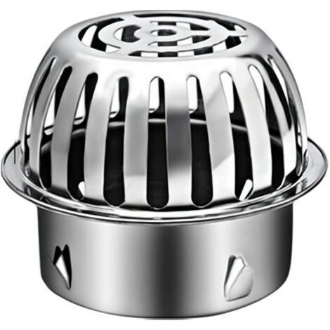 Grille d'évacuation ronde extérieure pour atrium, couvercle de dôme d'évacuation de toit en acier inoxydable, crépine anti-obstruction (90 mm)