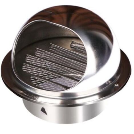 Grille d'évent rond en acier inoxydable 200mm – Résistante aux intempéries – Filet anti-insectes intégré – Pour conduits d'évacuation