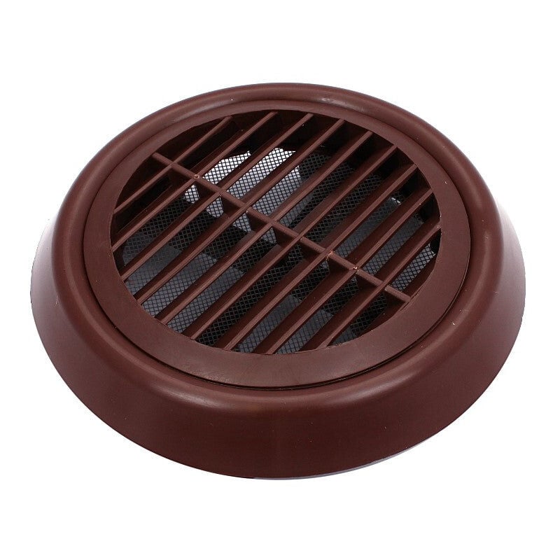 Grille ventilation ronde réglable, 90-160 mm, maille marron