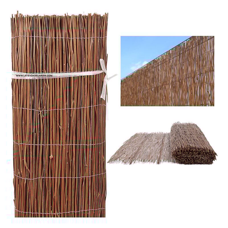 Canisse en Osier Brise-Vue Balcon 2 x 5 m, Osier Naturel fougère ,dissimulation 75% pour délimitation de votre jardin, marron