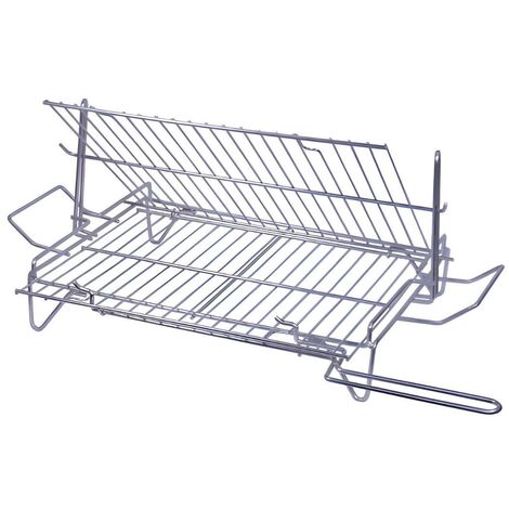 Grille Double giratoire barbecue en Zinc coloris Gris - 57 x 40 cm