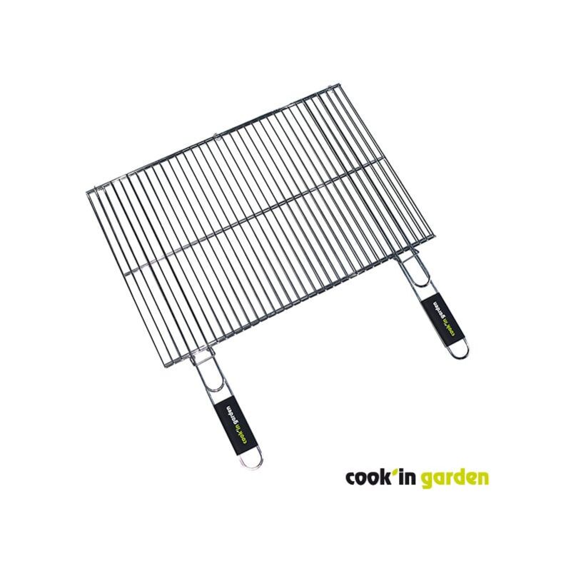 Grille de barbecue double - Rectangulaire - 2 poignées - 60x40 cm Cook'in Garden
