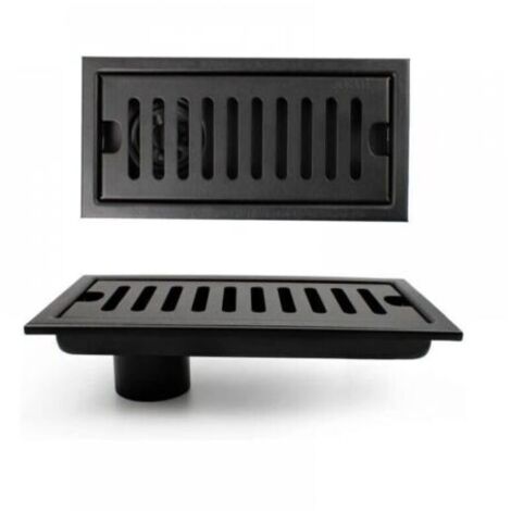 Grille Douche, 20 x 10 cm Siphon de Sol Rectangulaire, Caniveau de Douche, Noir Siphon de Sol avec Grille en Acier Inoxydable, Convient pour WC, Salle de Bain, Cuisine, Balcon
