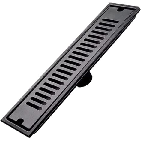 Grille Douche, 30x10cm Siphon de Sol Rectangulaire, Siphon Linéaire de Douche en Acier Inoxydable Noir avec Grille Amovible pour WC Salle de Bain Cuisine Balcon