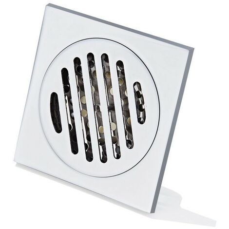 Grille Douche Anti Cheveux Siphon De Sol en Acier Inoxydable Épais Drain De Douche Carré Anti-Odeur pour Salle De Bain 100 x 100mm