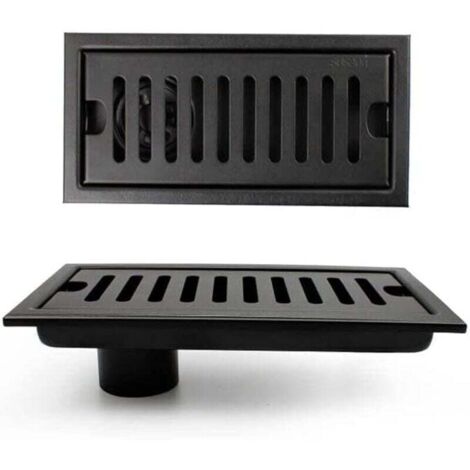 Grille Douche, Caniveau de Douche, Noir Siphon de Sol avec Grille en Acier Inoxydable, Convient pour WC, Salle de Bain, Cuisine, Balcon