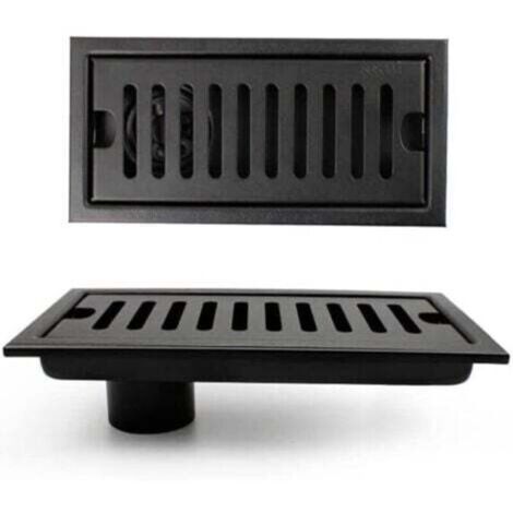 Grille Douche, Caniveau de Douche, Noir Siphon de Sol avec Grille en Acier Inoxydable, Convient pour WC, Salle de Bain, Cuisine, Balcon