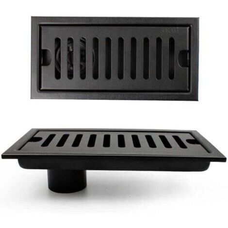 Grille Douche, Caniveau de Douche, Noir Siphon de Sol avec Grille en Acier Inoxydable, Convient pour WC, Salle de Bain, Cuisine, Balcon