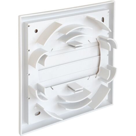 Grille en applique 180 x 180 mm avec volets fixes et adaptateur universel pour tubes : Ø100/125 - 120x60 - 150x70 - First Plast
