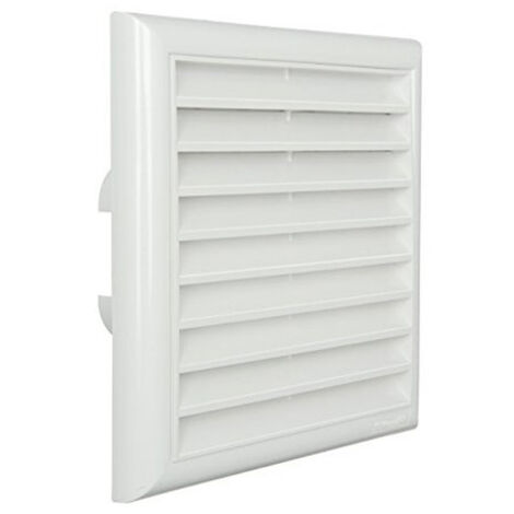 Grille en applique 180X180mm avec volets à gravité et adaptateur universel pour tubes : Ø100x125 - 120x60 - 150x70 mm - First Plast
