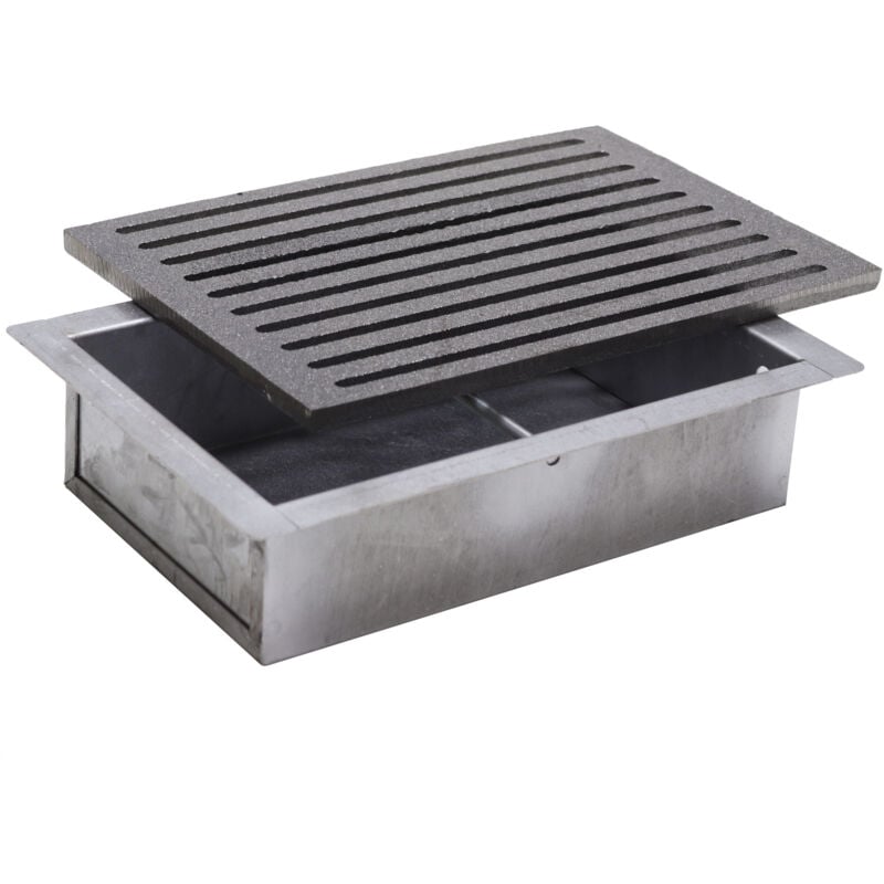 Fonderia Bongiovanni - Grille en fonte 20,6 x 30 cm et tiroir ramasse-cendres h 7 cm