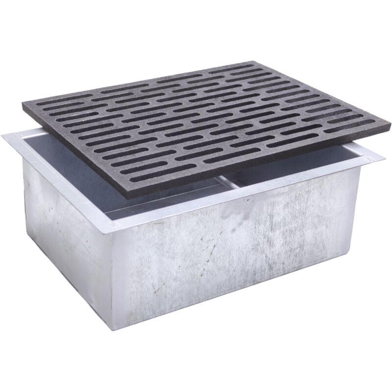 Fonderia Bongiovanni - Grille en fonte 30 x 40 cm et tiroir ramasse-cendres h 14 cm