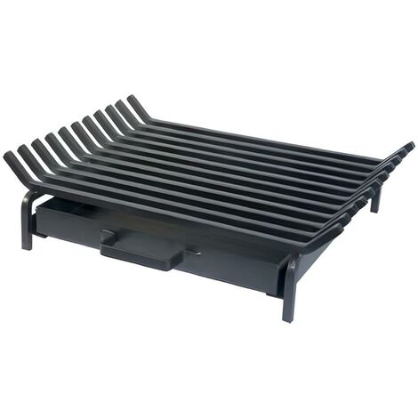 Grille horizontale avec tiroir noir – 50 x 40 cm – Conçue pour bûches – Nettoyage facile grâce au tiroir récupérateur – Visiodirect