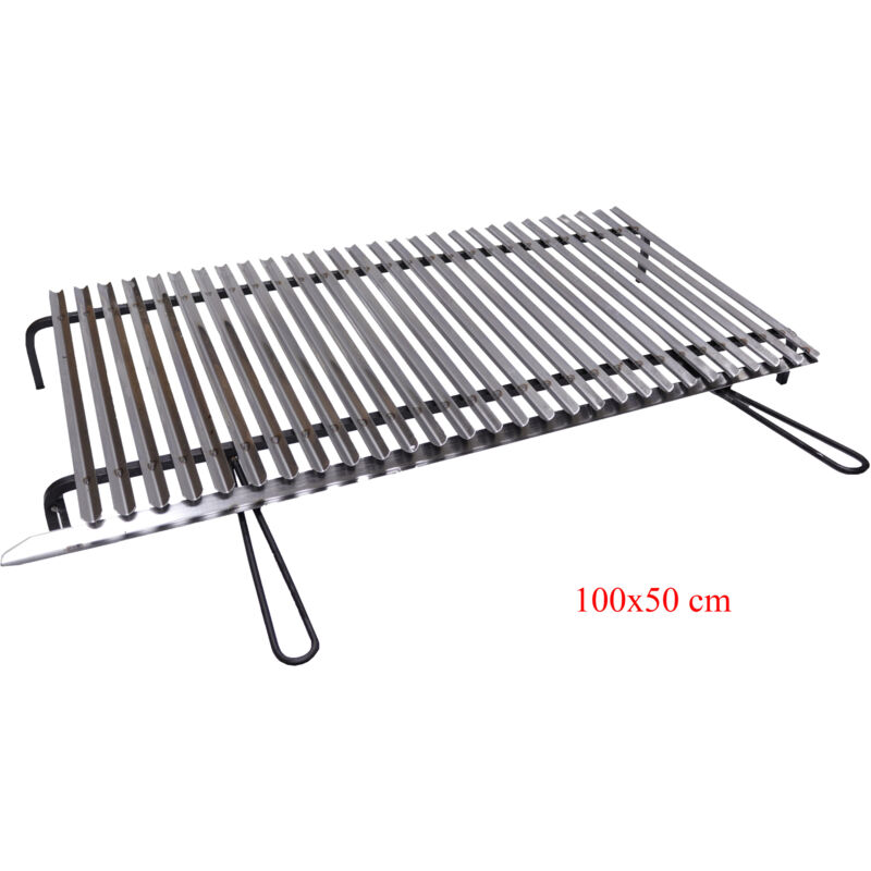 Grille inox, grille inox pour barbecue avec récupération d'huile + gratuit choisir la taille : 100x50 cm