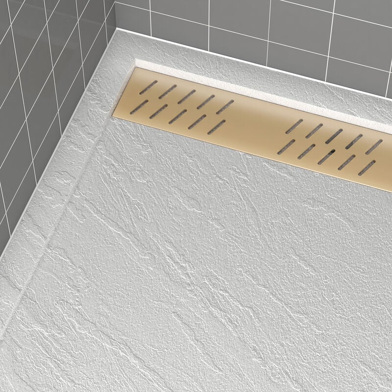 Grille linéaire en Aluminium finition Or Doré Brossé pour receveur - 69.5x11x0.2cm - grid line gold