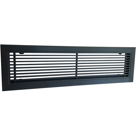 Grille linéaire porte-filtre - Alu laqué Noir 300x150mm