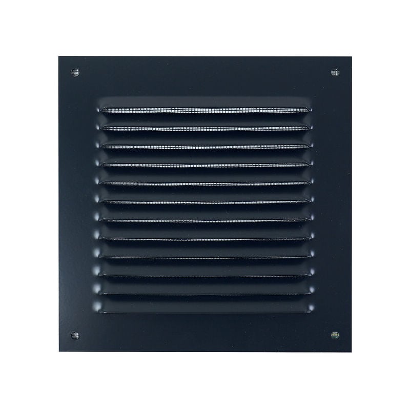 Grille métallique à persiennes en applique - avec moustiquaire - 200 x 200 mm - gris anthracite RAL 7016 - AUTOGYRE