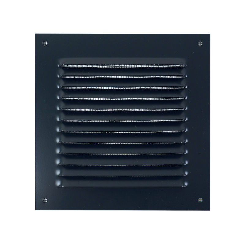 Autogyre - Grille métallique à persiennes en applique - avec moustiquaire - 240 x 240 mm - gris anthracite ral 7016