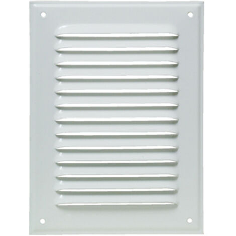Aldes – Grille aération VMC 200 x 250 mm – Aluminium blanc – Ailettes inclinées 20° – Fixation par vis apparentes – Section passage d'air 150 cm²