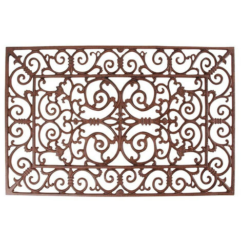 Paillasson en fonte marron antique 73x46,5cm – Grille rectangulaire pour entrée – Design victorien – Élimine terre et gravier – Best For Boots