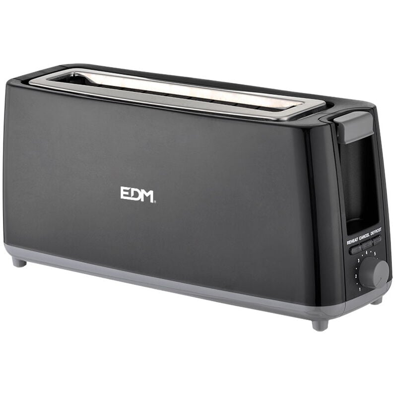EDM - Grille-Pain à Fente Longue 900W - Noir - 38,4 x 11,5 x 17,2 cm
