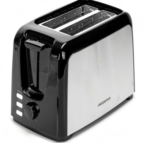 Grille-pain Aigostar 750W, 2 tranches, acier inoxydable, 7 niveaux de grillage, fonctions de dégivrage/chauffage/annulation
