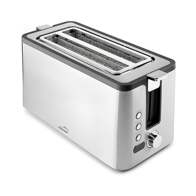 Grille-pain en acier inoxydable, 2 fentes larges, dimensions des fentes 3,8x25 cm