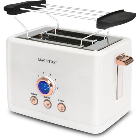 Grille-pain numérique MAGICFOX – 2 Fente Large, 3 Fonctions Préconfigurées. Design compact, Arrêt automatique - Blanc