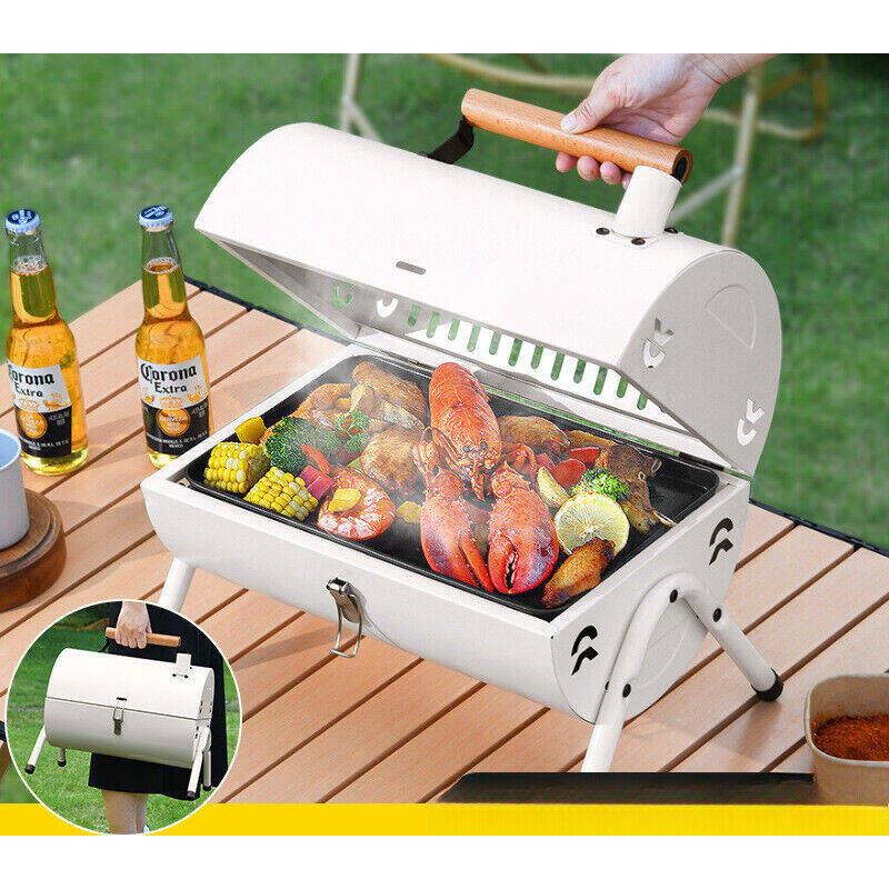 Grille-pain portable pour l'extérieur, barbecue pour griller de la viande noir