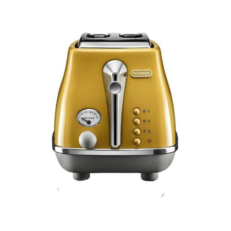 Grille Pain - Toaster Electrique Delonghi icona capitals - 2 tranches - 900W - Chauffe viennoisseries - Jaune