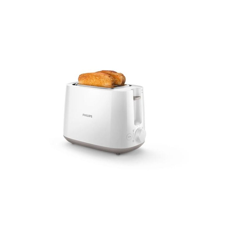 Philips - Grille Pain - Toaster Electrique HD2581/00 - 2 fentes extra larges - 8 niveaux de dorage - 830 w - Réchauffe viennoiseries - Blanc