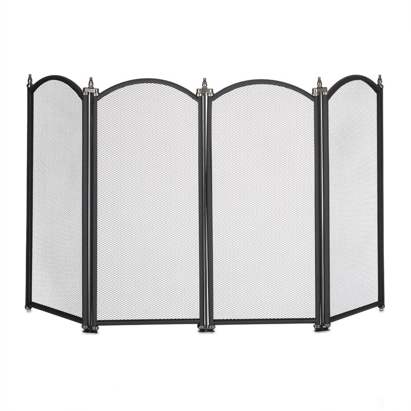 Relaxdays - Pare-feu de cheminée, à 4 panneaux, contre les étincelles, pare-étincelles poêle, HxL: 54x97,5 cm, métal, noir