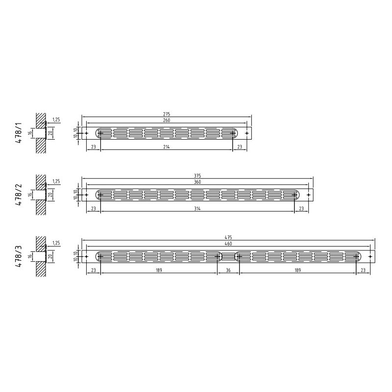 Renson - Grille plat interieur simple 375x20mm brun 00478203
