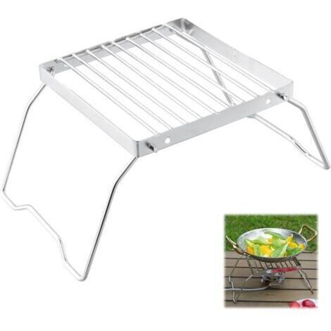 Grille pliable, support de camping portable en acier inoxydable, support de feu de camp ultraléger pour barbecue, camping, randonnée, barbecue