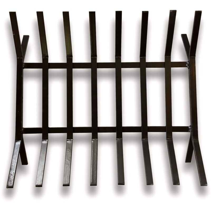 Grille porte bûches moderne acier forgé 8 barreaux Stockage bois Support extérieur foyer ouvert - Quantité x 1 - Grille porte- buches Moderne