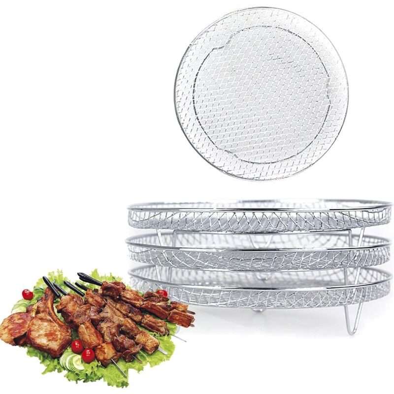 Grille pour friteuse à air chaud, grille en 3 parties, accessoires pour friteuse à air chaud, étagère pour friteuse à air chaud, accessoires en acier