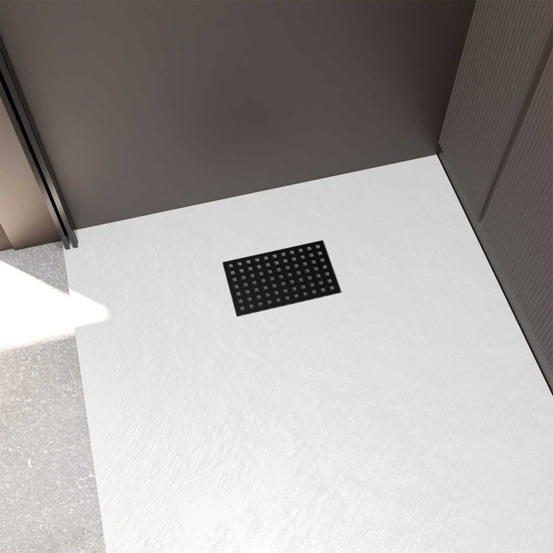 Aurlane - Grille perforée en inox Noir Mat pour receveur - 20.15x12.3x0.55cm - rock 2 grid drill