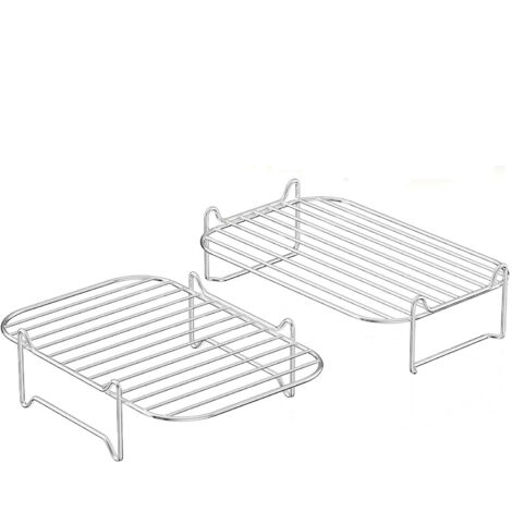 Grille rectangulaire empilable en acier inoxydable pour friteuse à air Ninja DZ201/DZ401/DZ550, 2 pièces accessoires panier double