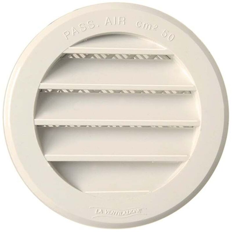 Grille ronde à encastrer plastique avec Moustiquaire - Sable - Ext. Ø105 mm - Tube Ø80 mm - First Plast