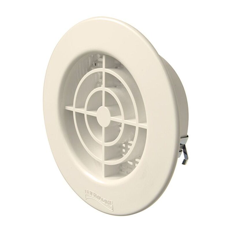 First Plast - Grille ronde à encastrer plastique avec moustiquaire - Sable - Ext. Ø147 mm - Tube Ø125 mm