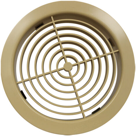 Grille ronde à encastrer plastique - Sable - Ext. Ø178 mm - Tube Ø160 mm - First Plast