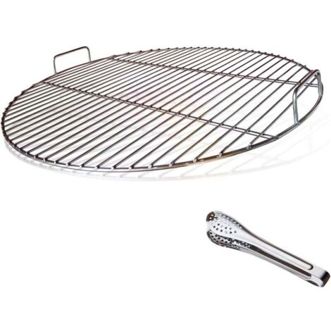 Grille Ronde Acier Inoxydable 304 Pour Barbecue Charbon 57 Cm Avec Poignée Et Pince